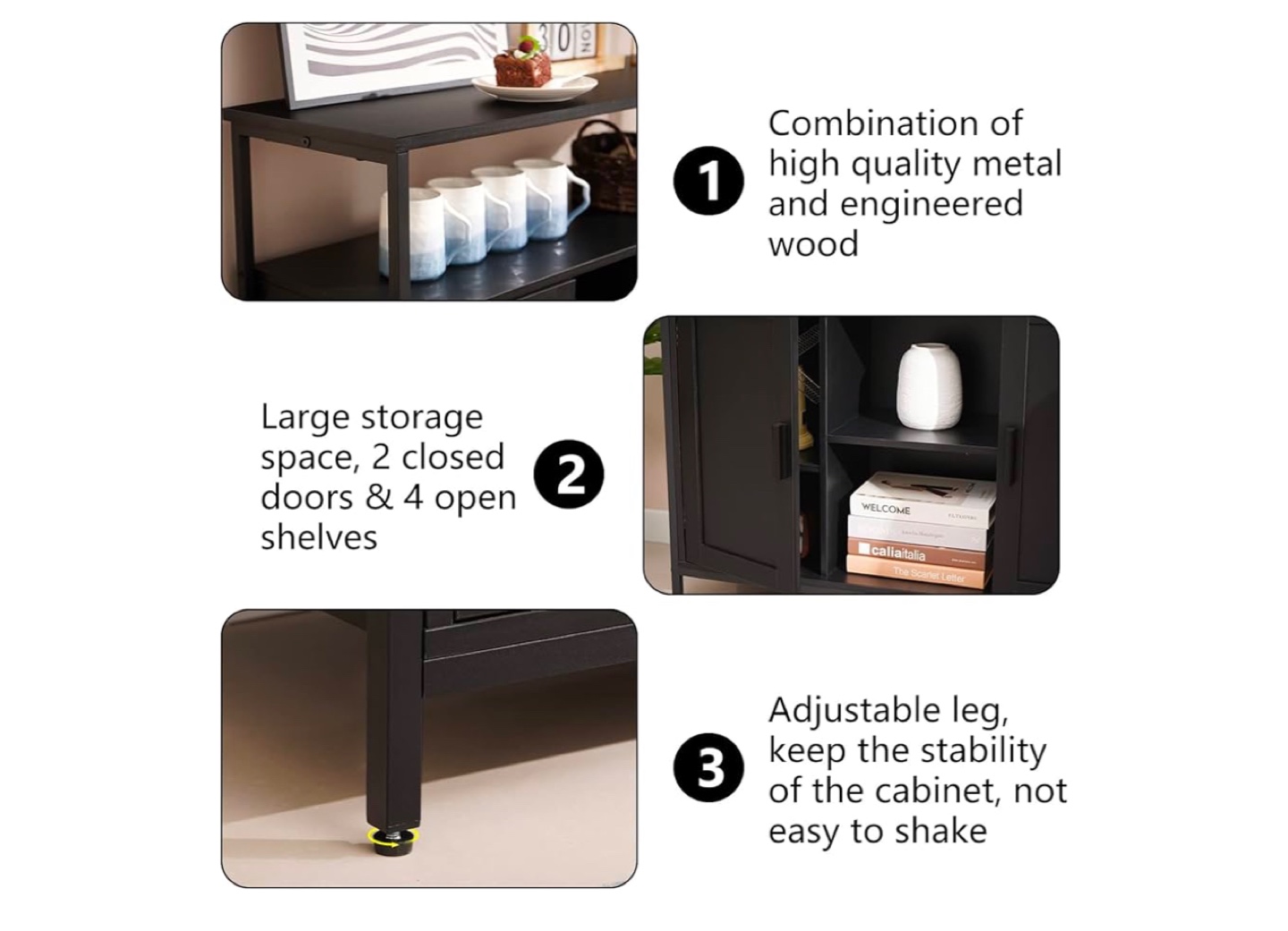 Black Cabinet with Adjustable Shelves - photo 5