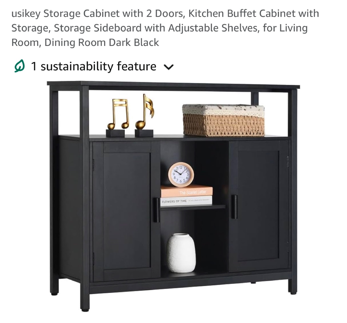 Black Cabinet with Adjustable Shelves