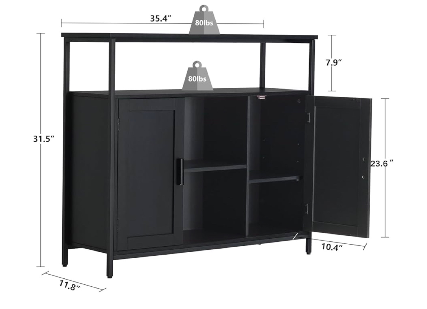Black Cabinet with Adjustable Shelves - photo 4