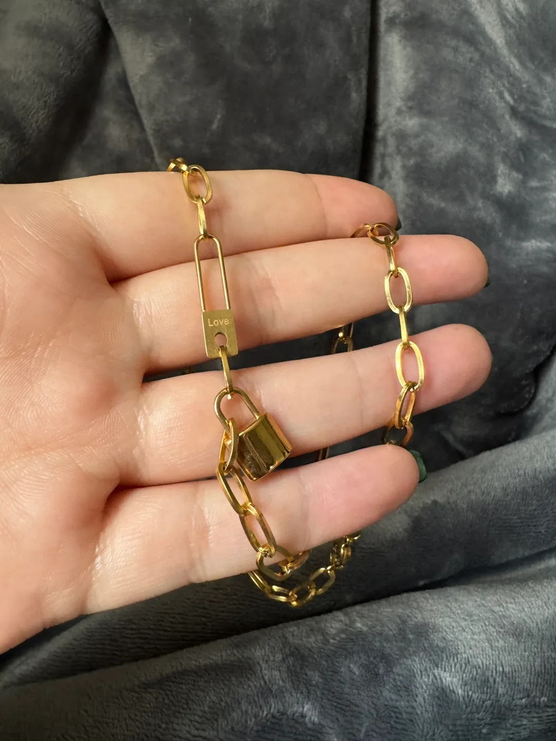 Gold Lock and Chain Necklace thumbnail