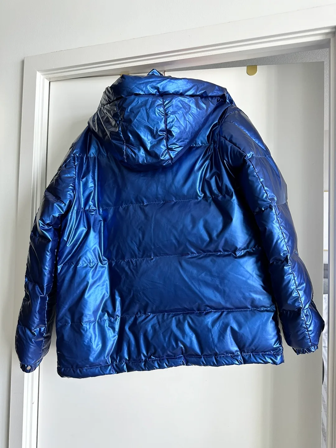 Unisex Blue and Red Down Puffer Jacket image indicator(4)