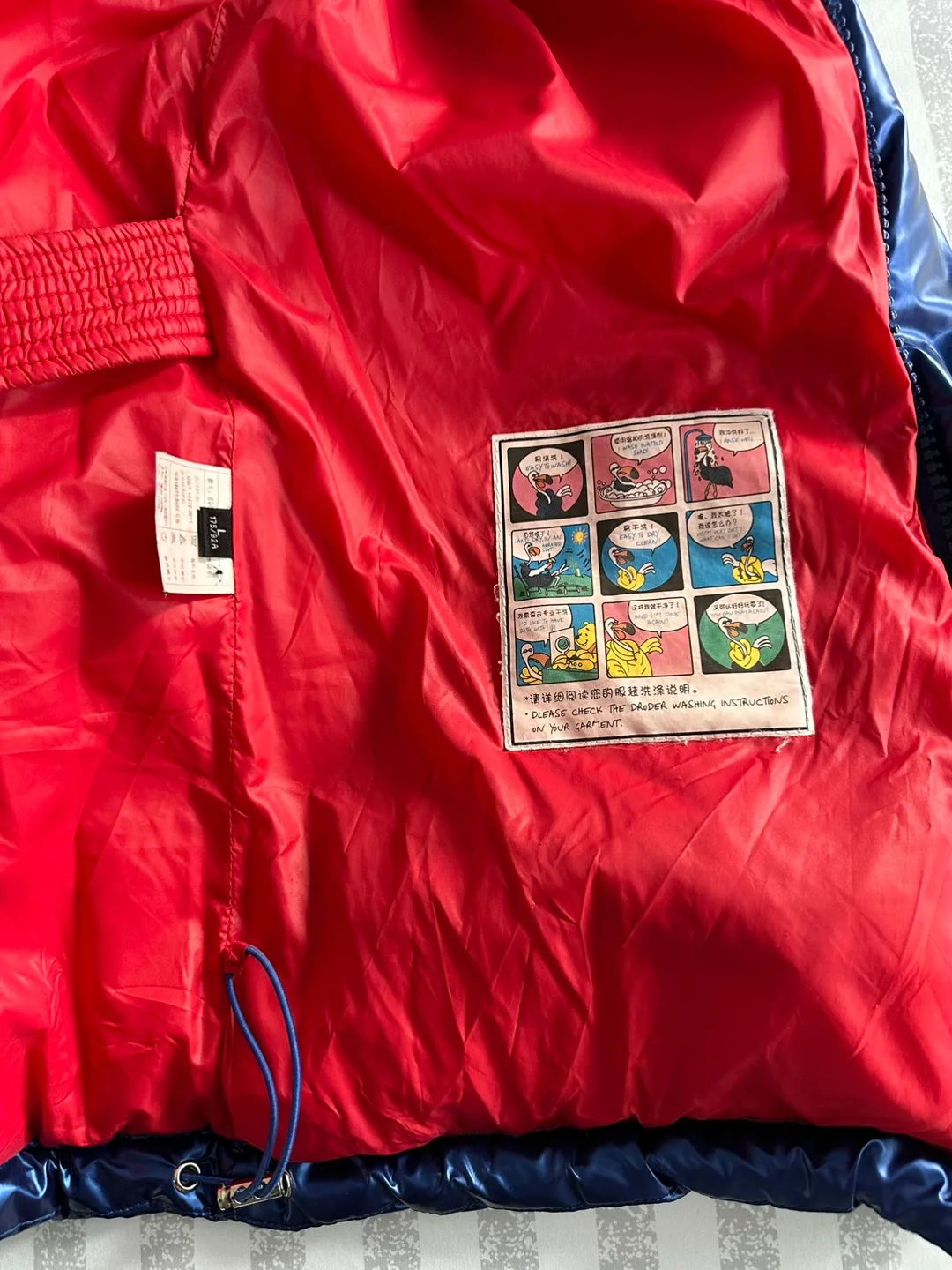 Unisex Blue and Red Down Puffer Jacket image indicator(7)