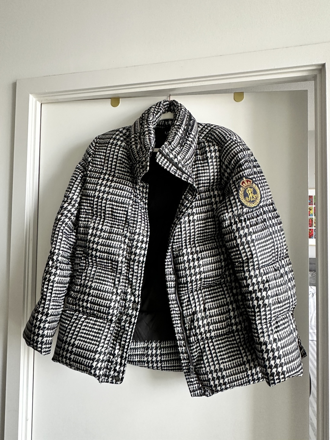 Lauren Ralph Lauren Black and White Houndstooth Puffer Jacket - photo 3