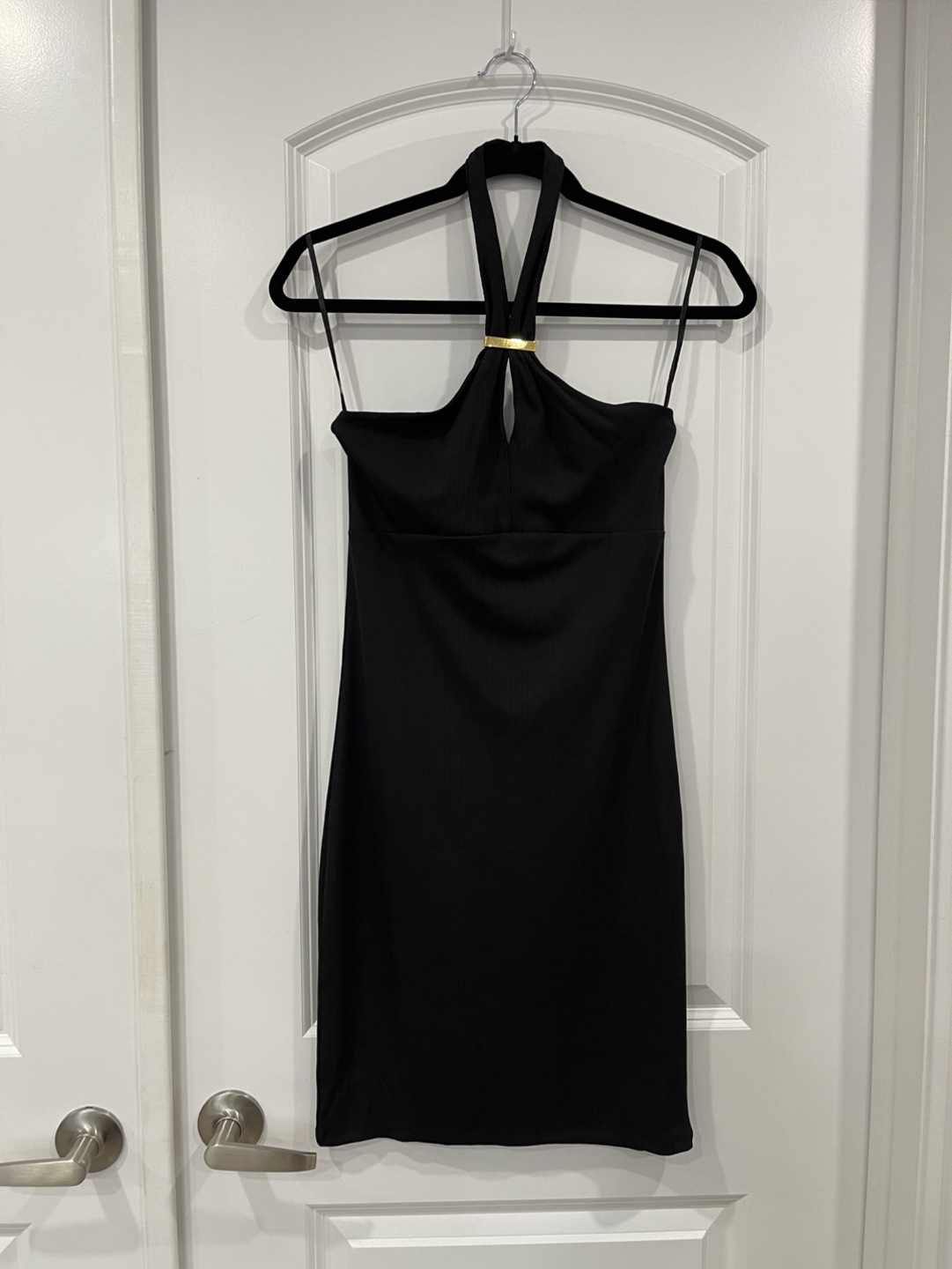 BRAND NEW Black Halter Dress with Gold Detail
