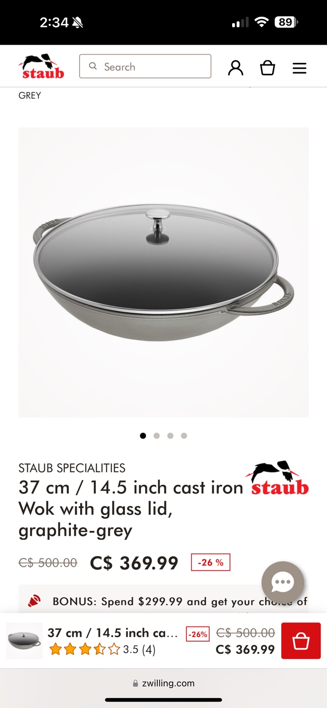 16 inch Cast Iron Wok with Glass Lid