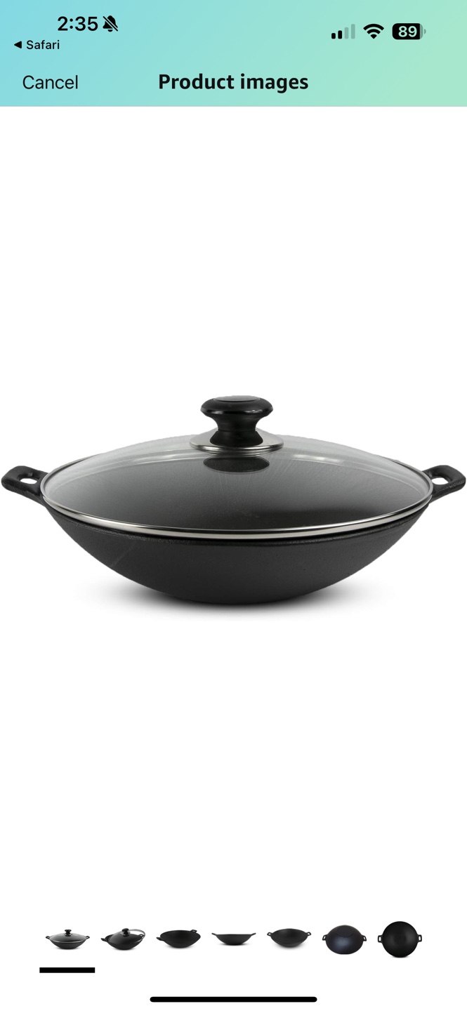16 inch Cast Iron Wok with Glass Lid - photo 5