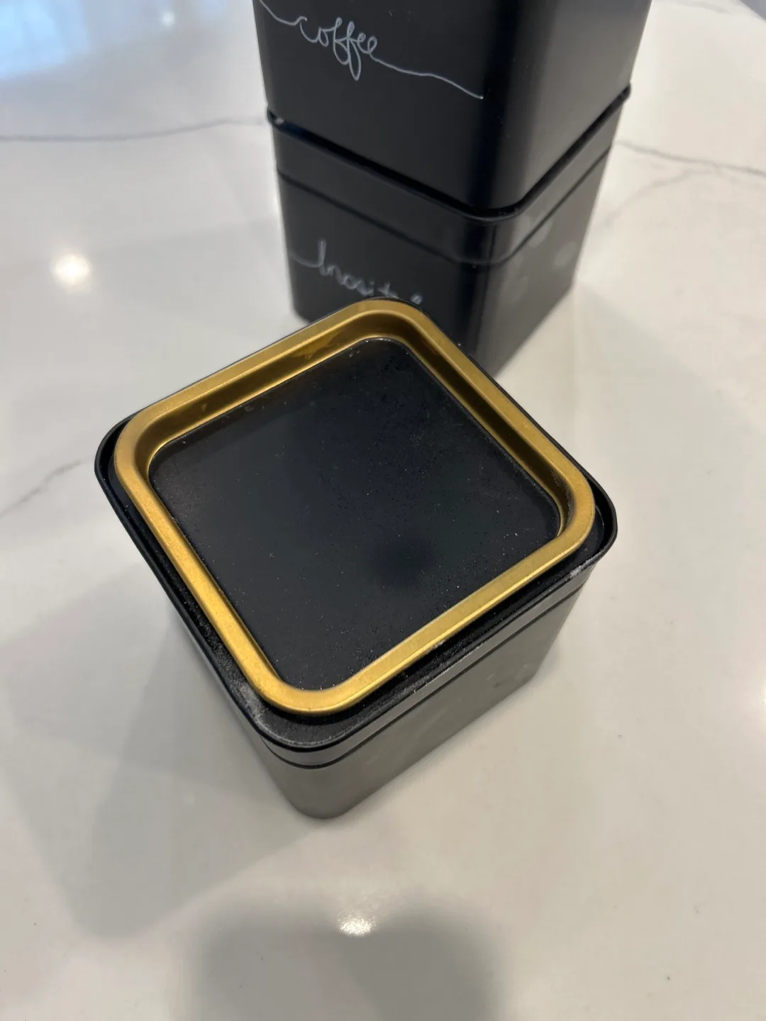 Set of 4 Black and Gold Stackable Canisters image indicator(2)