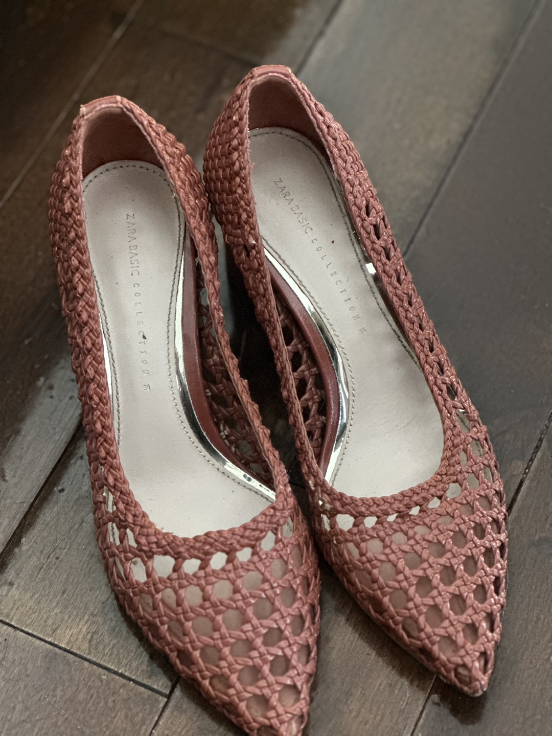 Womens Brown Woven Heels