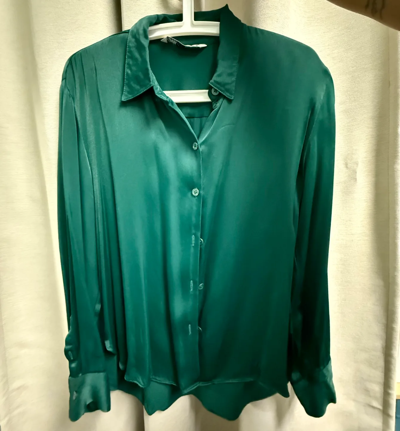 Zara Green Satin Blouse thumbnail