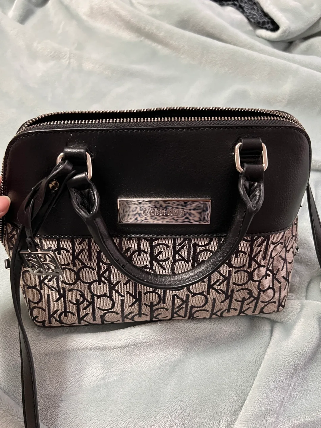 Calvin Klein Black and Tan Small Satchel