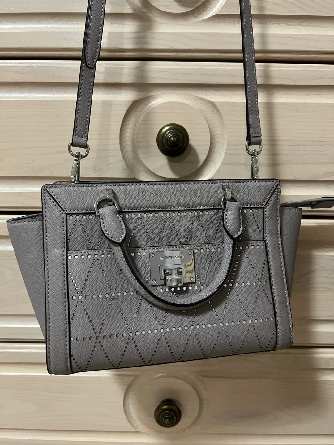 Michael Kors Grey Studded Crossbody Bag