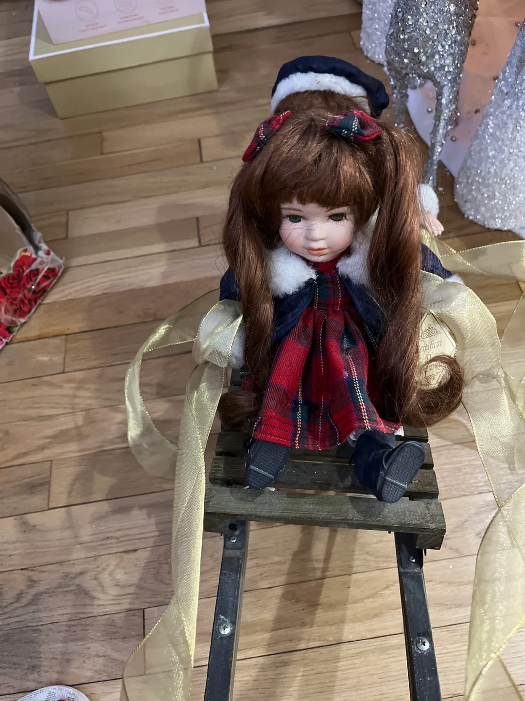 Porcelain Doll Christmas Sled Decoration image indicator(2)