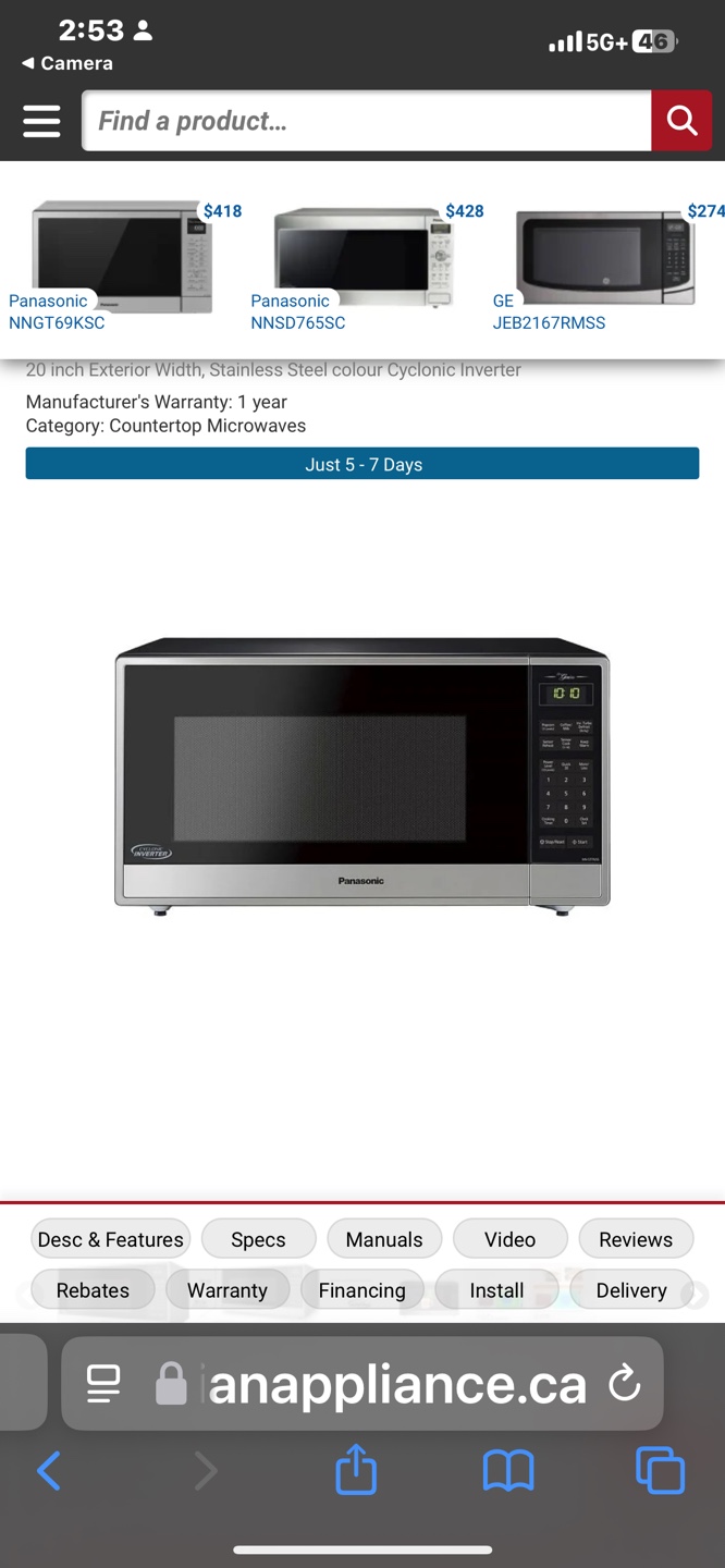 Panasonic Countertop Microwave