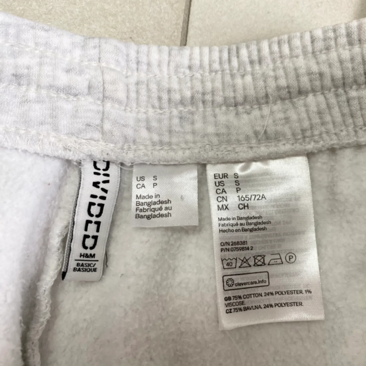 H&M - White/ Grey Drawstring Sweatpants image indicator(3)