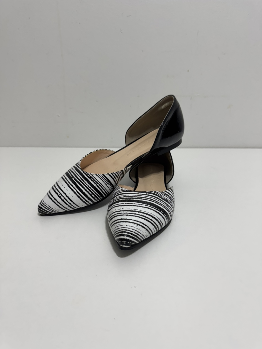 White and Black Stripe Flats | Young & Tae