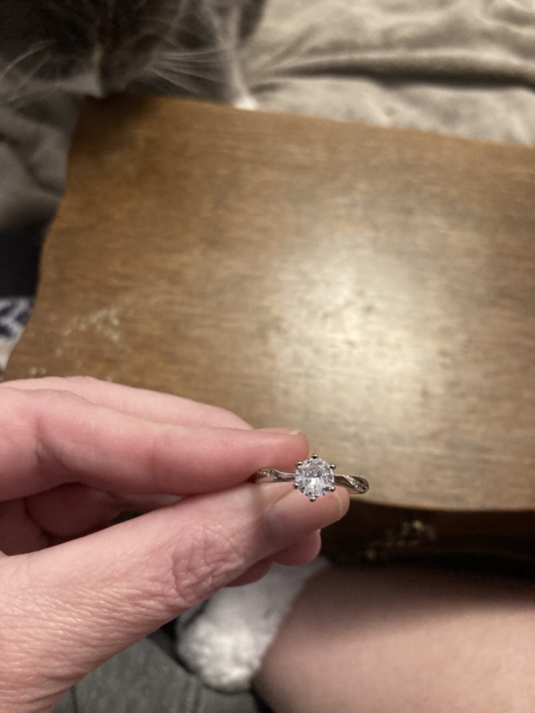 S925 Sterling silver ring with large clear stone - photo 2
