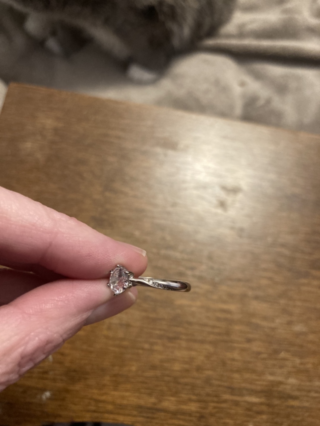 S925 Sterling silver ring with large clear stone - photo 4