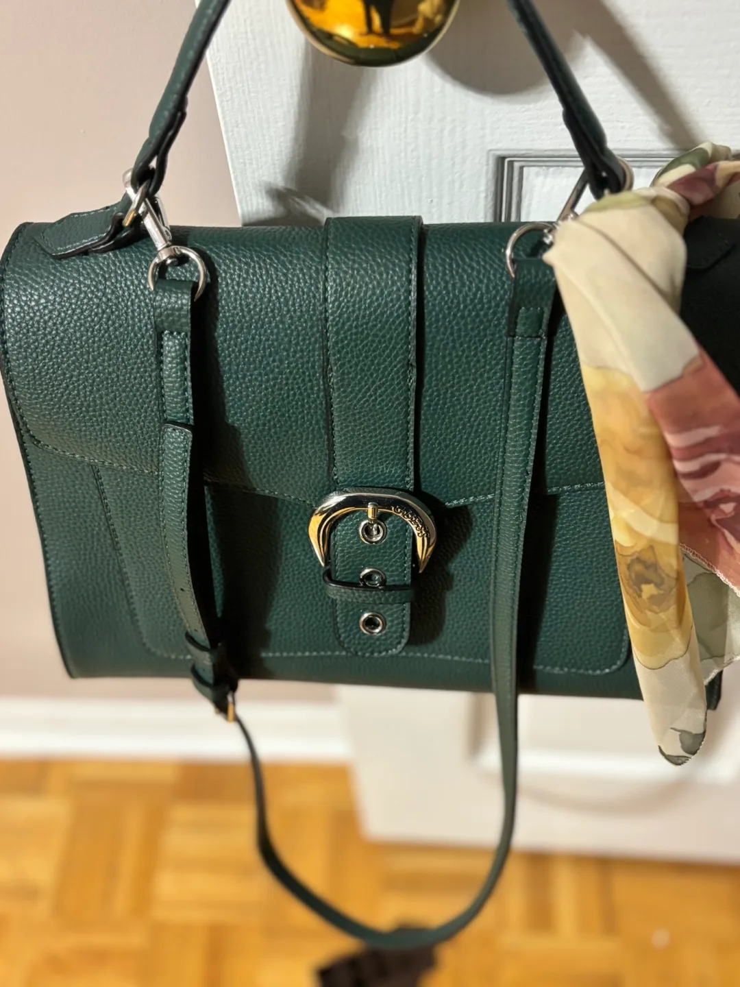 Guess Green Buckle Satchel Bag image indicator(4)