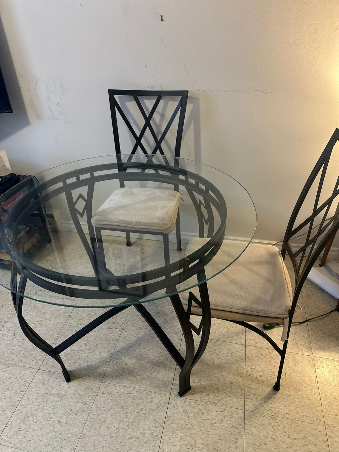 Glass Top Dining Table and Four Chairs