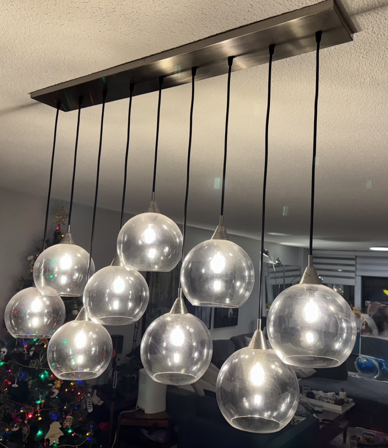 CB2 Firefly 9 pendant light/ one broken globe