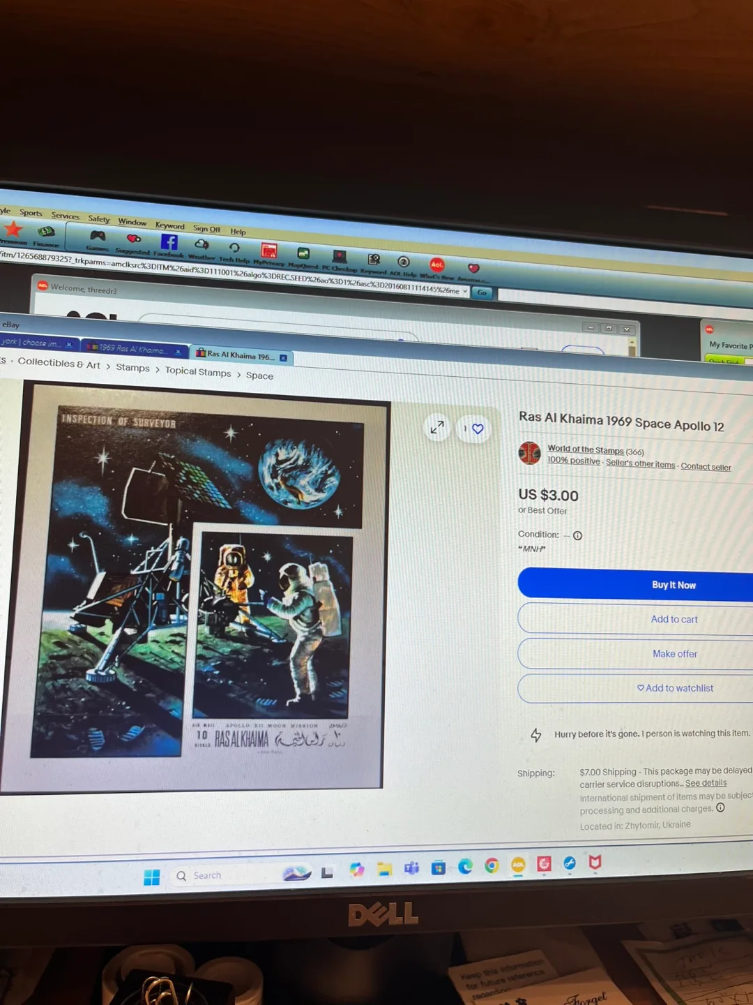 1969 Apollo 12 Space Moon Mission Stamp image indicator(2)