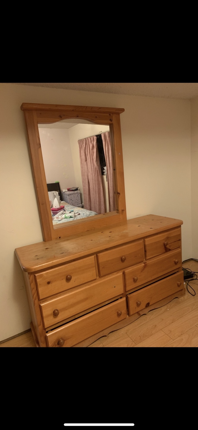 Wooden Dresser with Mirror