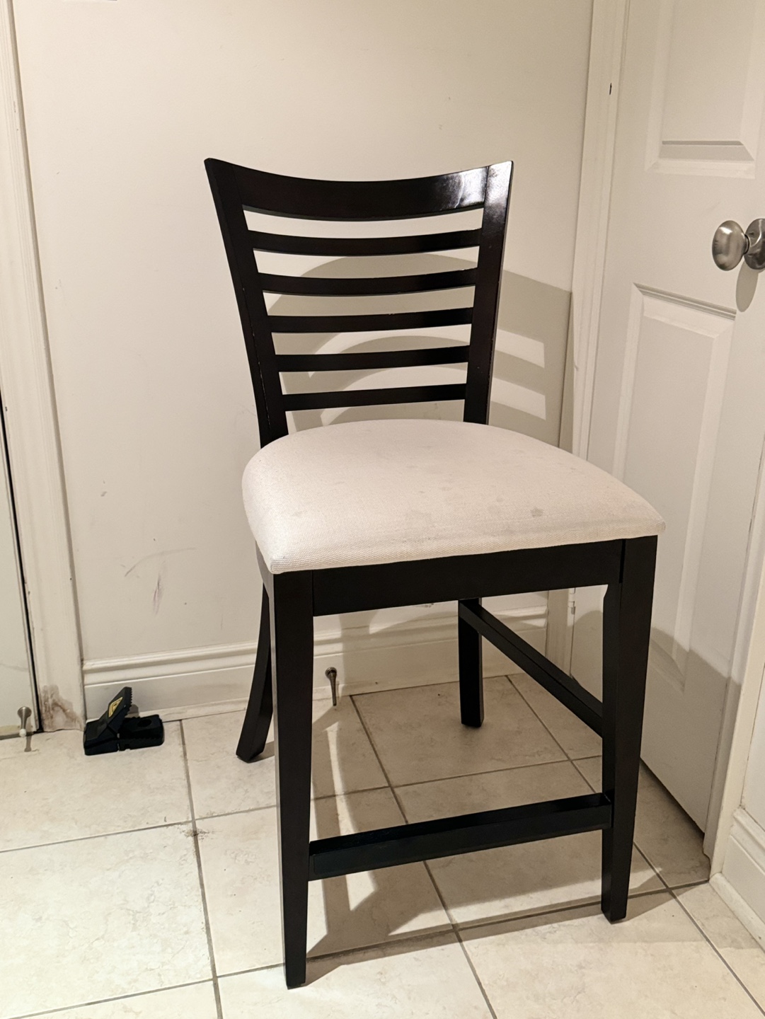 4 Black Counter Height Chair with Beige Upholstery