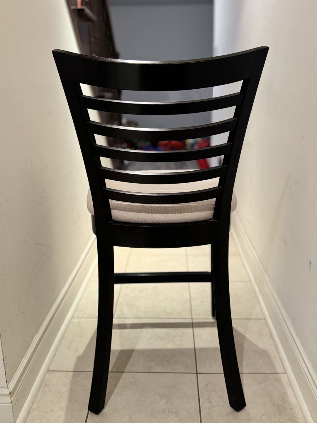 4 Black Counter Height Chair with Beige Upholstery - photo 4