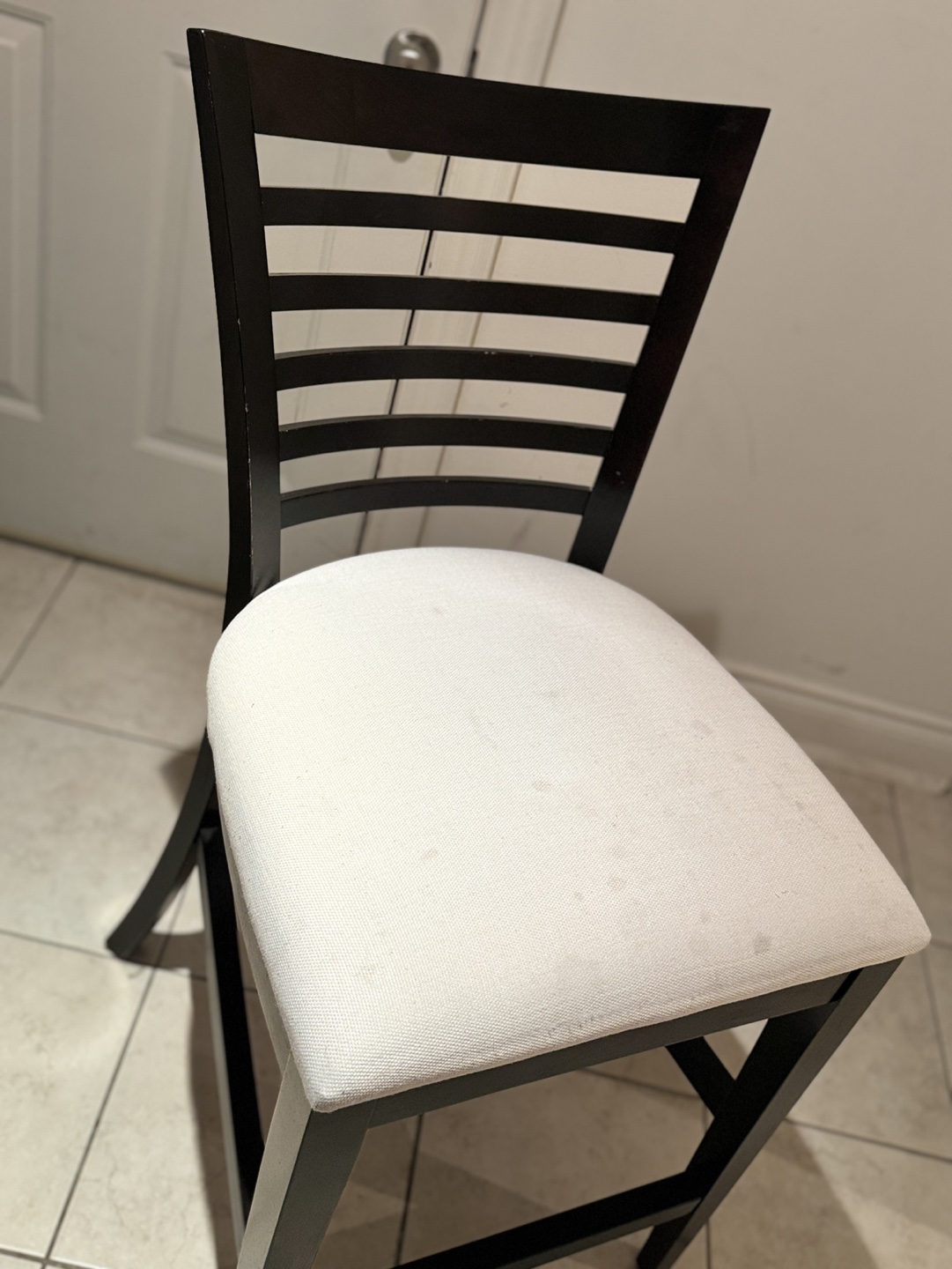 4 Black Counter Height Chair with Beige Upholstery - photo 5