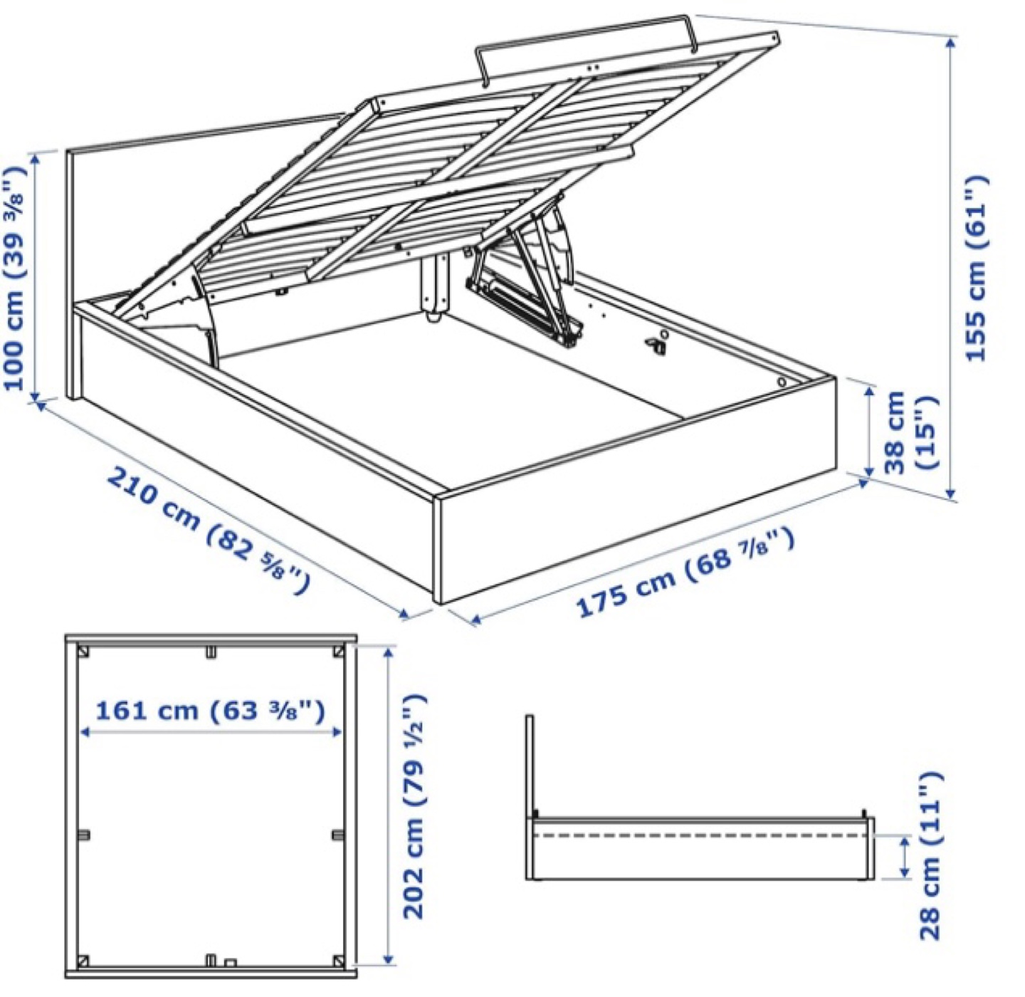 IKEA MALM Bed Frame with Storage - White - photo 2