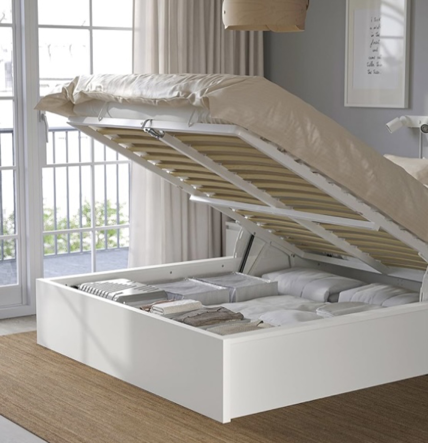 IKEA MALM Bed Frame with Storage - White
