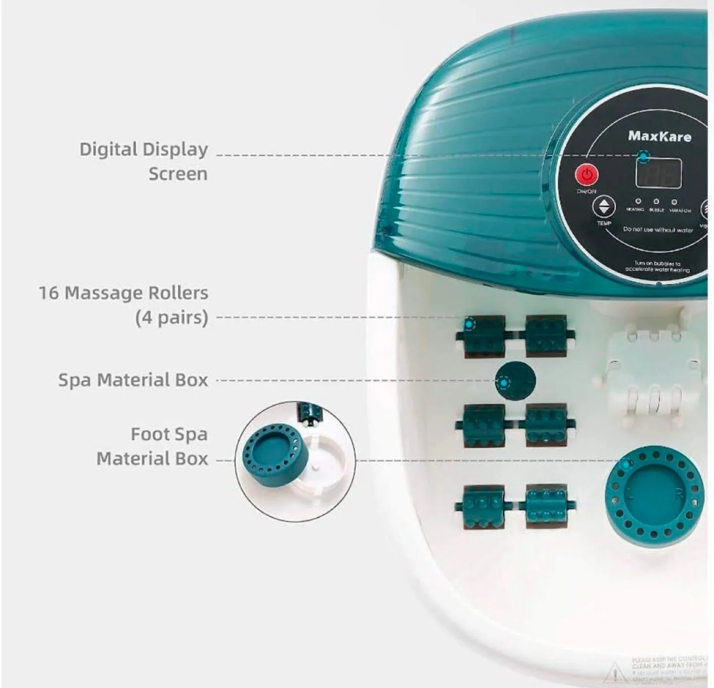 MaxKare Foot Spa Bath Massager with Heat, Bubbles, and Vibration image indicator(3)