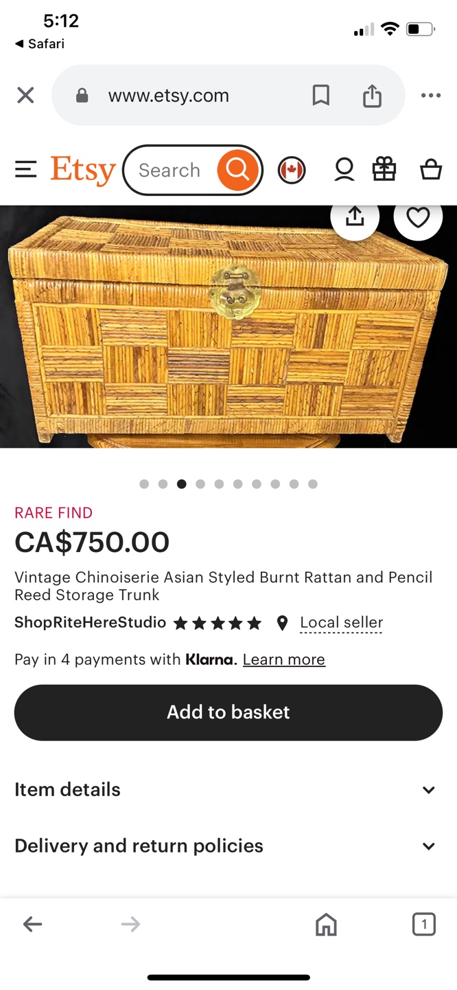 Vintage Chinoiserie Rattan and Reed Storage Trunk - photo 5