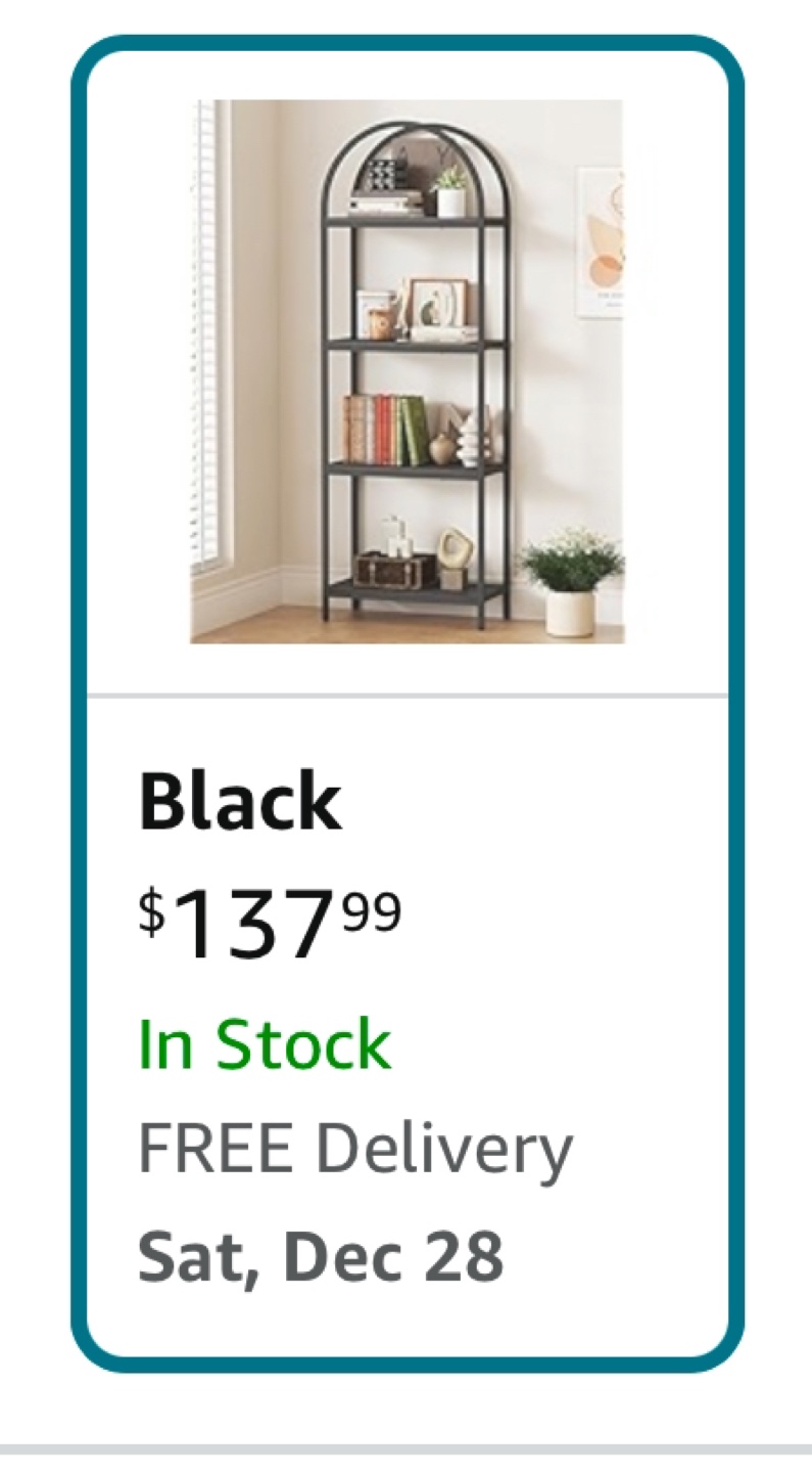 Black Metal 4-Shelf Bookcase - photo 3