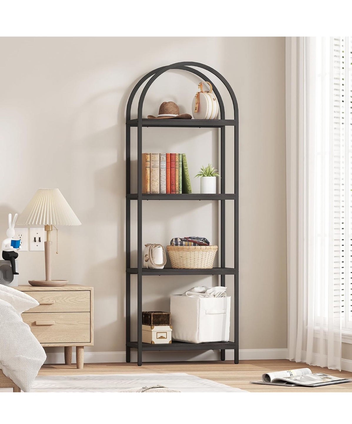 Black Metal 4-Shelf Bookcase - photo 5