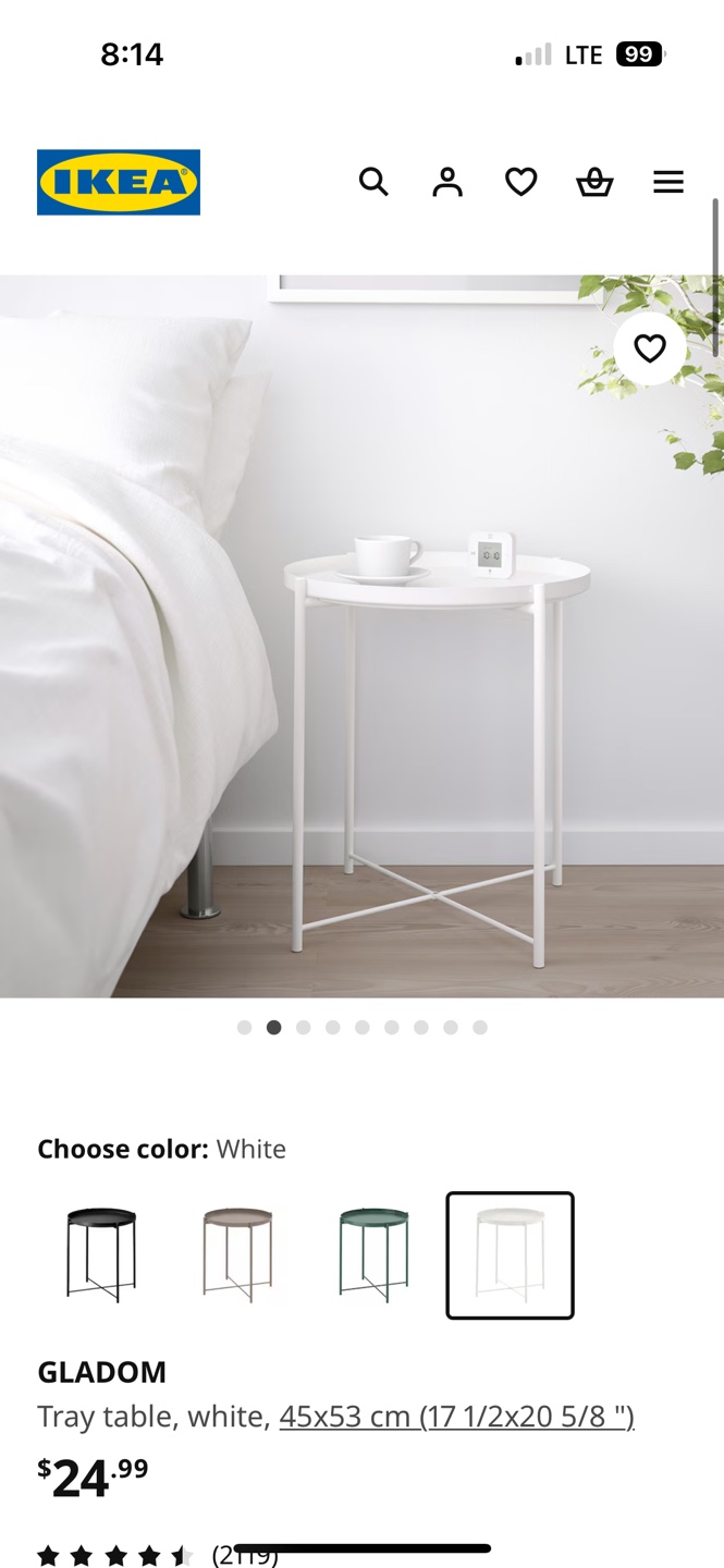IKEA GLADOM Tray Table - White