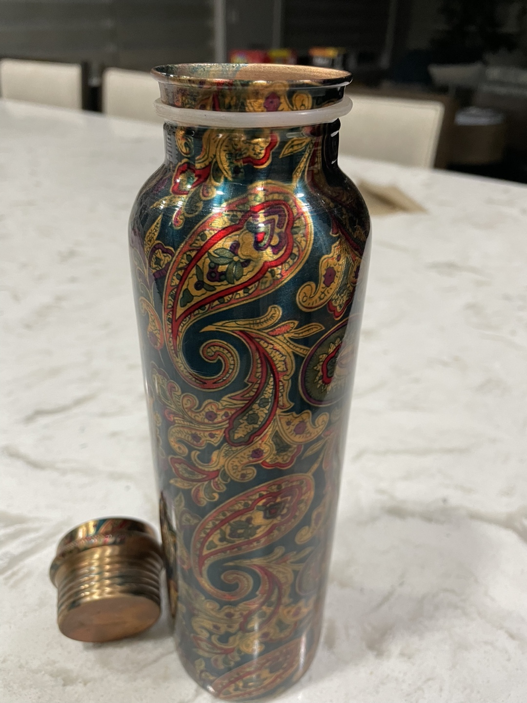 Copper Water Bottle with Paisley Design - photo 3