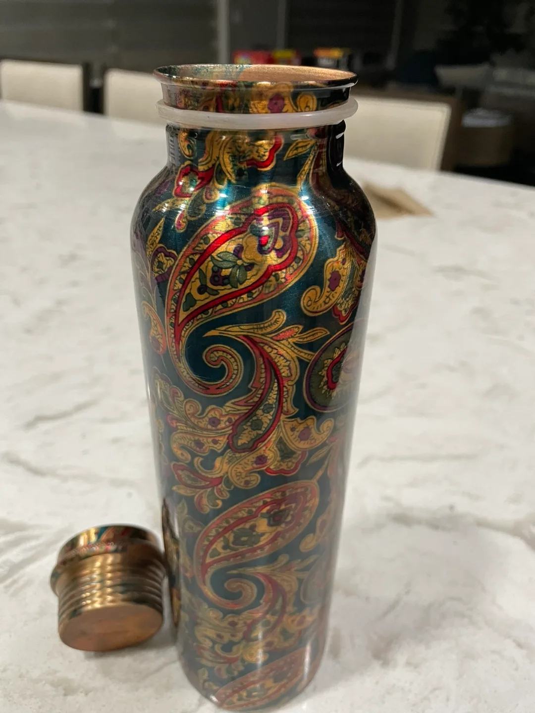 Copper Water Bottle with Paisley Design image indicator(3)