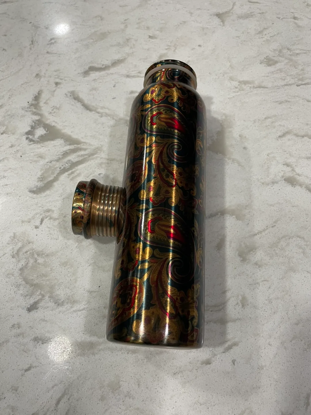 Copper Water Bottle with Paisley Design image indicator(2)