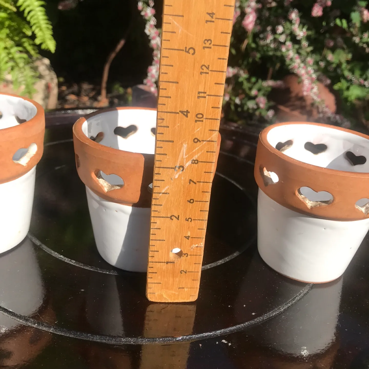 Set of 3 Terracotta Pots with Heart Cutouts image indicator(3)