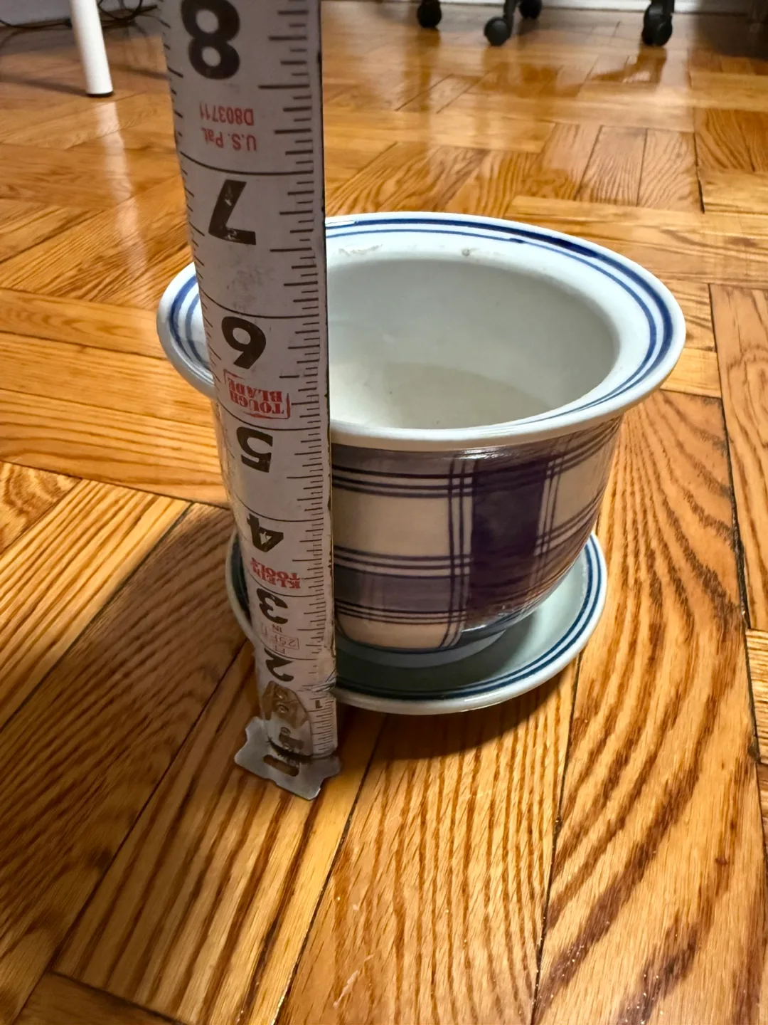 Blue and White Ceramic Planter 5” with Saucer 🧡 image indicator(4)