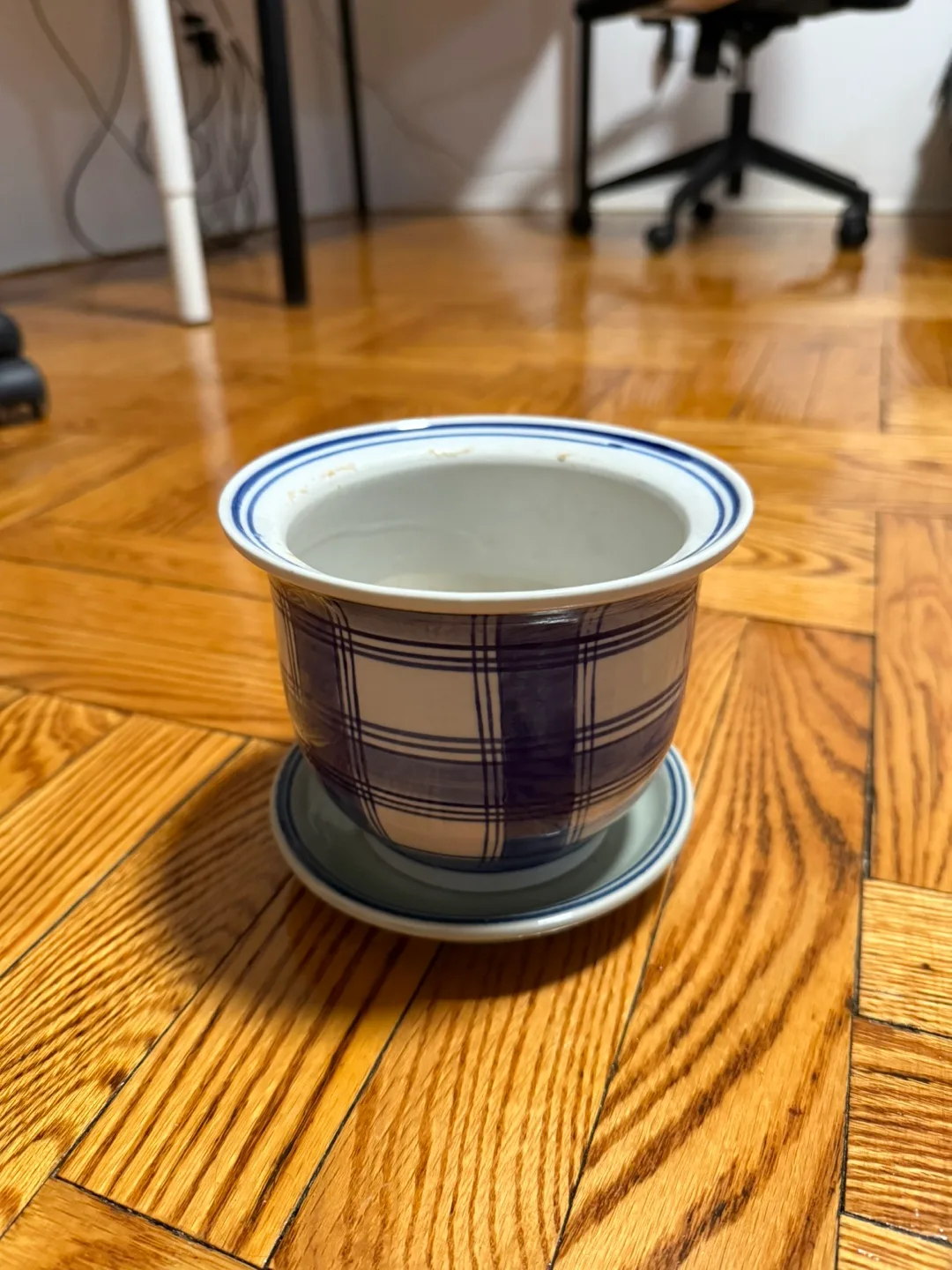Blue and White Ceramic Planter 5” with Saucer 🧡 thumbnail