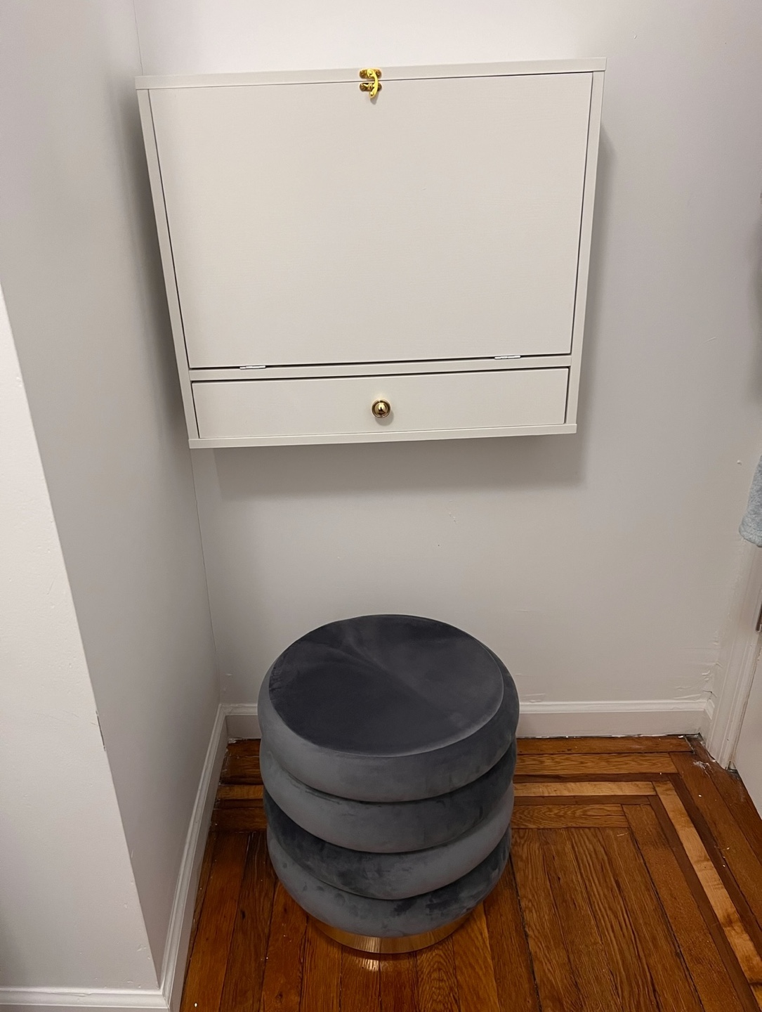 Wall Mounted Folding Desk with Storage Shelves and Drawer- White - photo 4