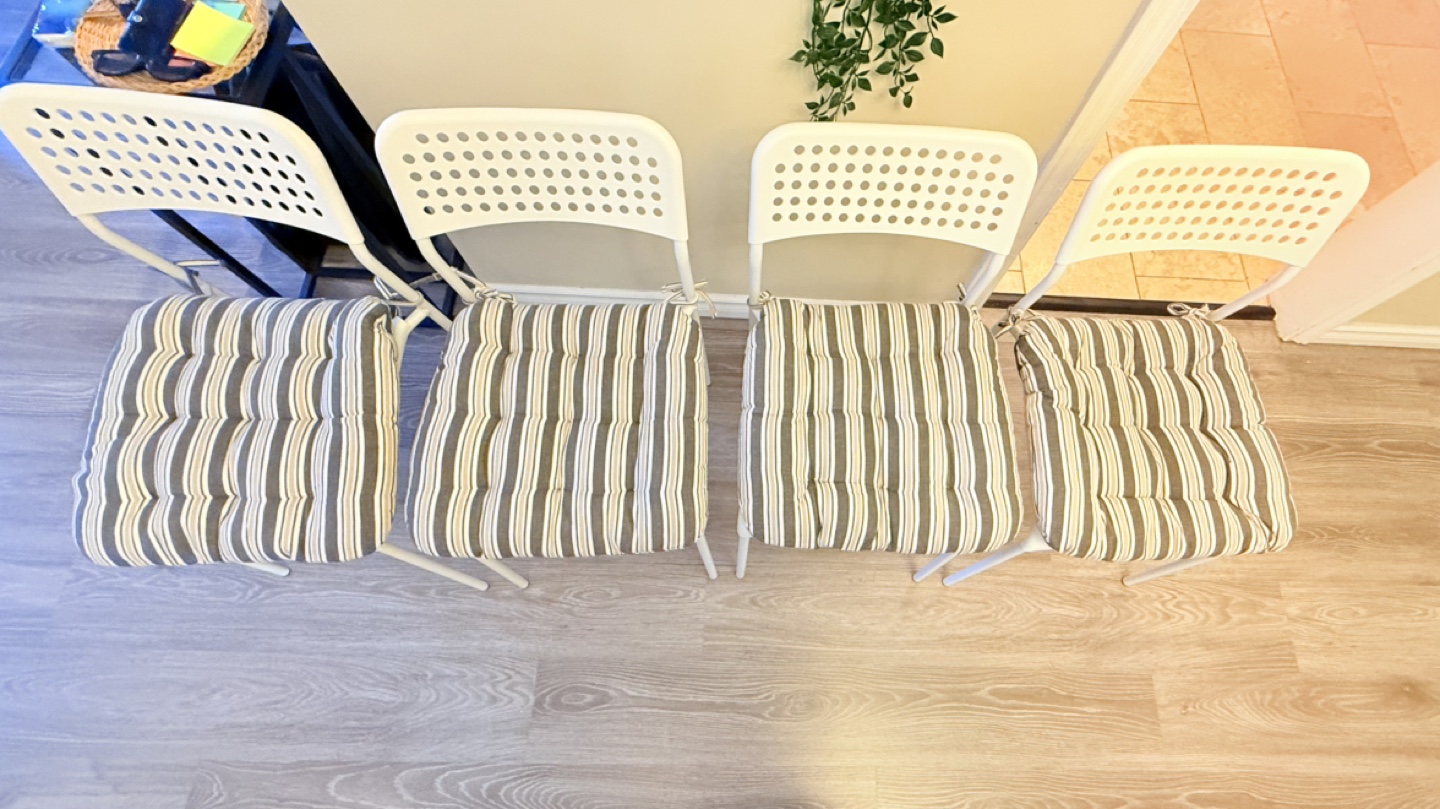 IKEA White Dining Chairs with Cushions - photo 5