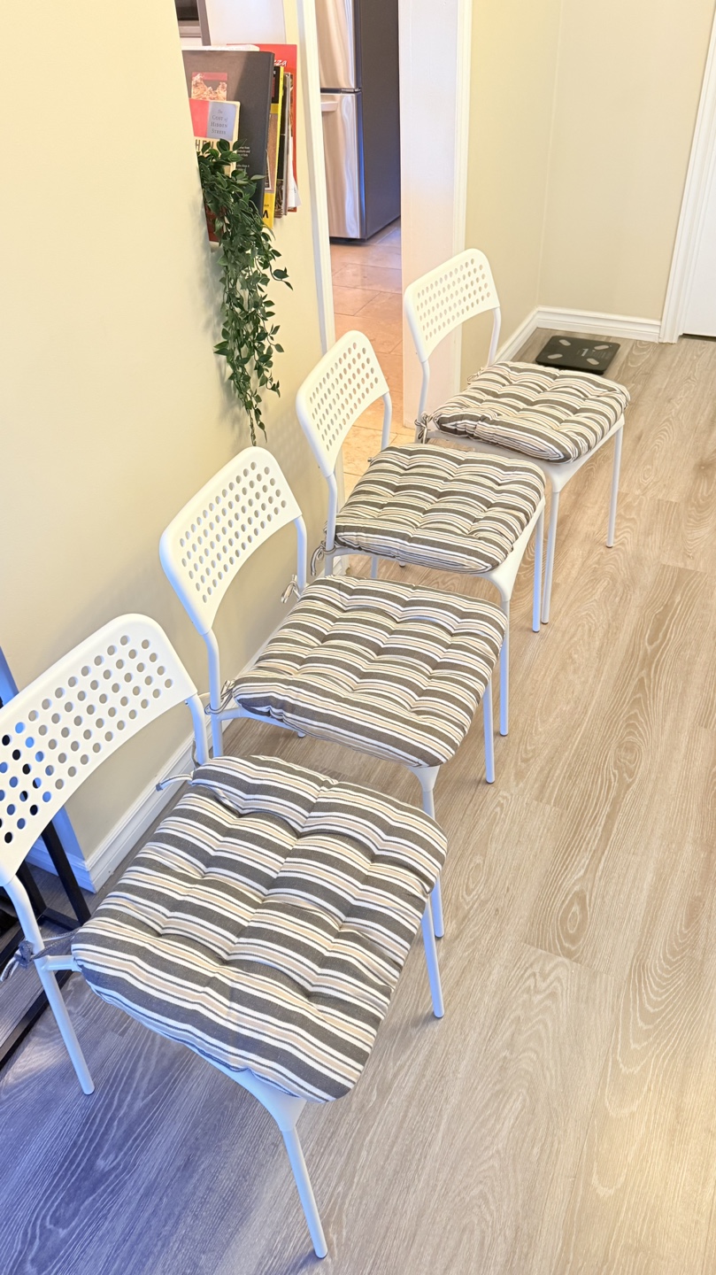 IKEA White Dining Chairs with Cushions - photo 4