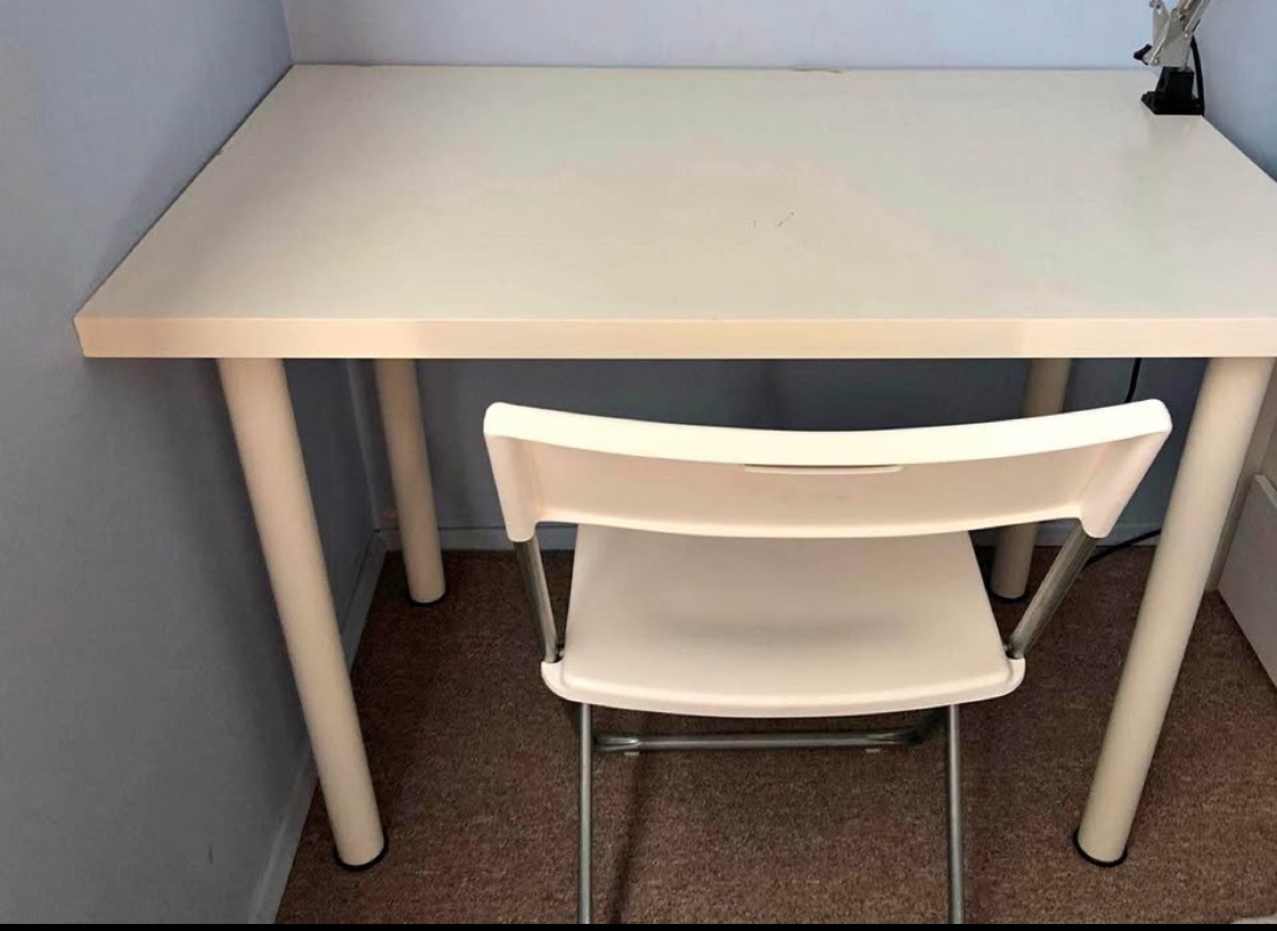 White IKEA Desk and White Office Chair