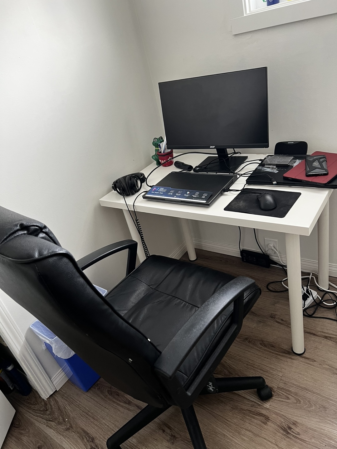 White IKEA Desk and White Office Chair - photo 2