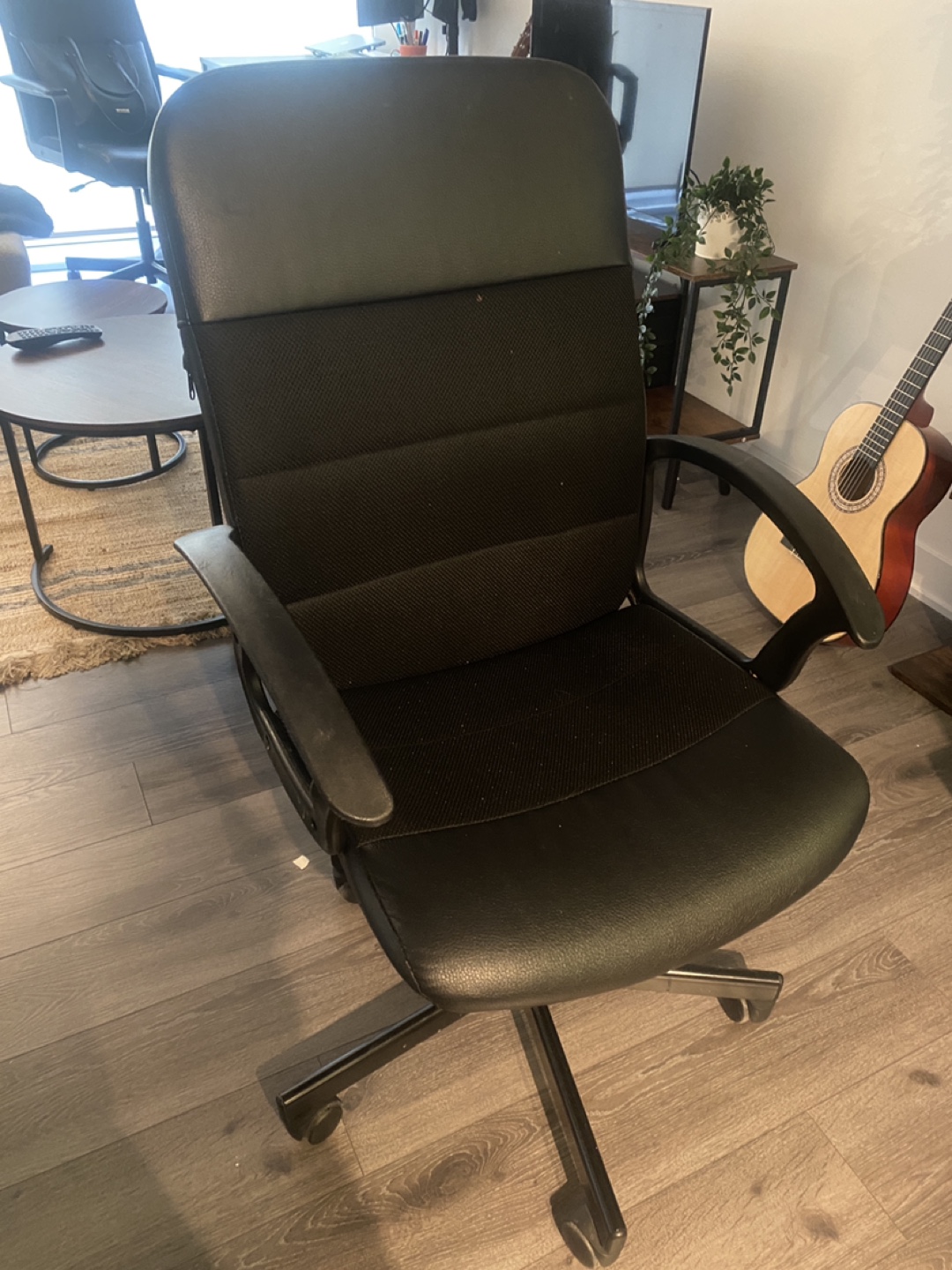 Office Chair with Black Fabric and Leather