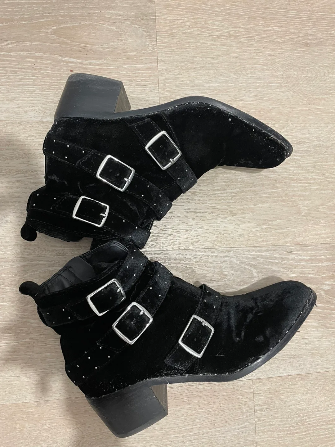 Black Velvet Buckle Booties image indicator(2)
