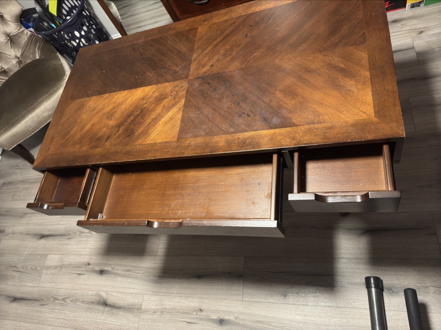 Wooden Desk with Three Drawers